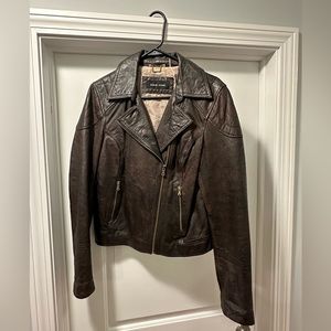Genuine Leather Dark Brown Black Rivet Jacket
